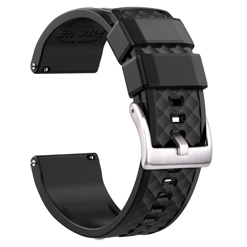 Ritche Christmas Gift 22mm Silicone Watch Band Compatible with Samsung Galaxy Watch 3 (45mm) Samsung Gear S3 Classic Watch Quick Release Rubber Watch Bands for Men Women, White Elephant Gifts, Stocking Stuffers for Men - Image 1